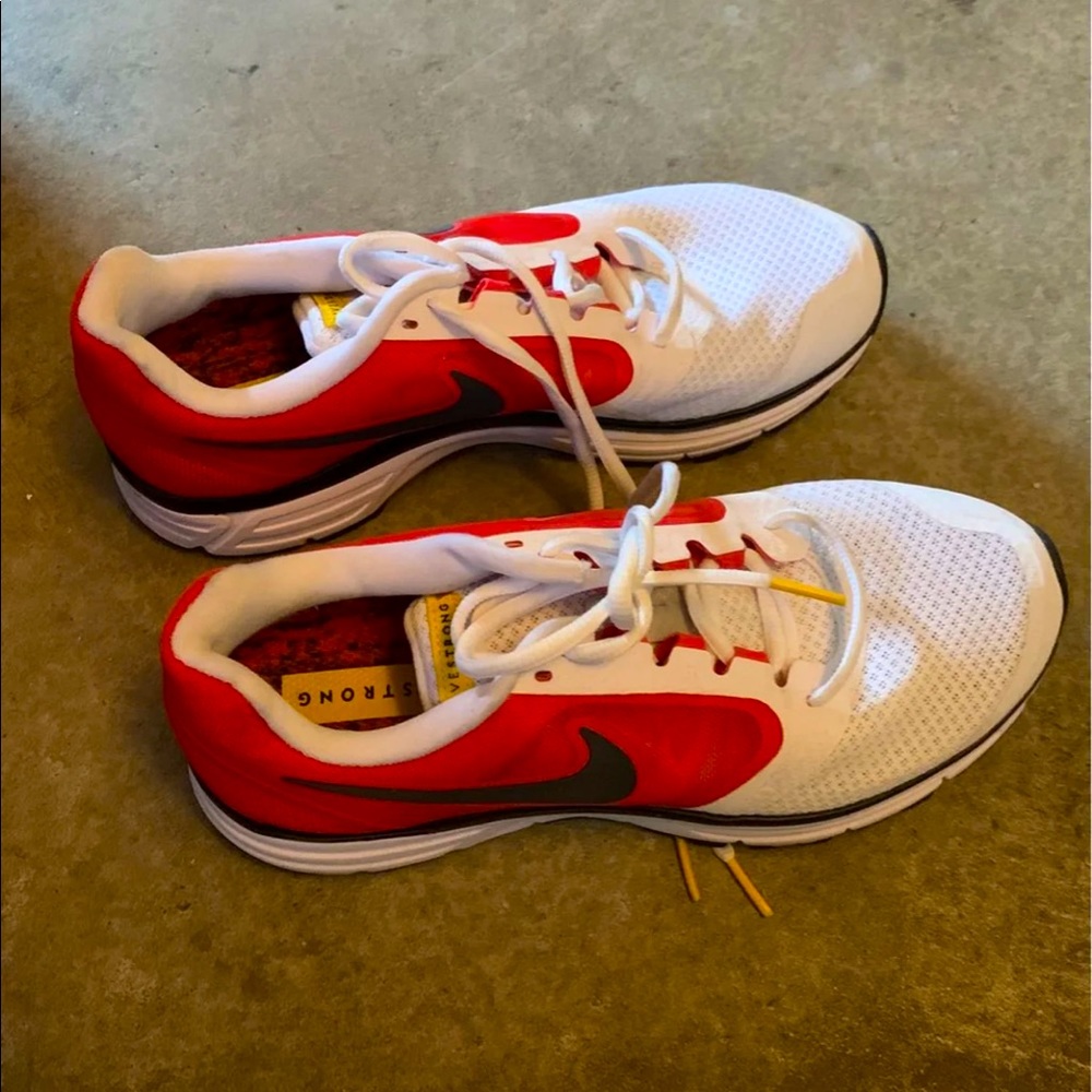 Livestrong Nike zoom red and white sneakers